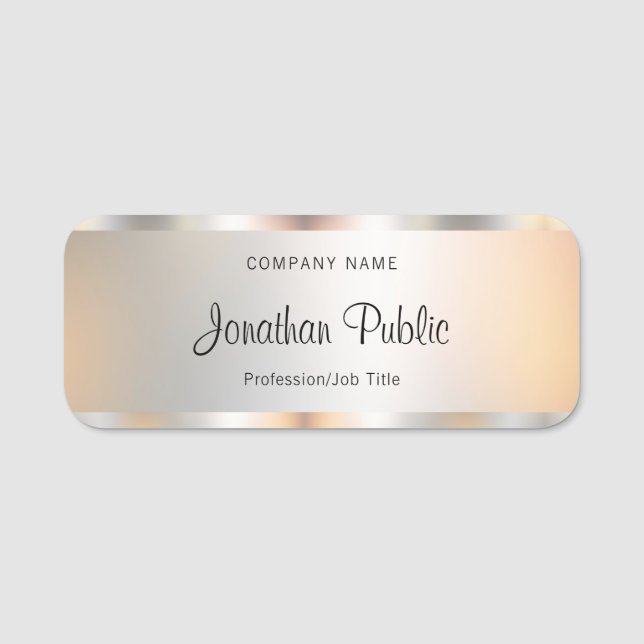 Typografie Skripttext-Imitate Silver Template Namensschild (Vorderseite)