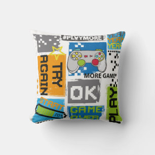 Typografie Spiel Pixel Druck. Game-Abbildung. Boje Kissen