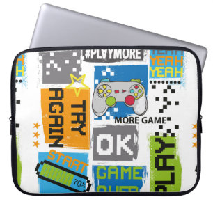 Typografie Spiel Pixel Druck. Game-Abbildung. Boje Laptopschutzhülle