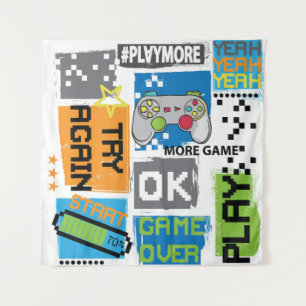 Typografie-Spiel Pixel: spielerischer Hintergrund. Wandteppich