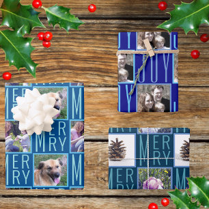 Typografie Square Fotos Chic Navy Dunkelblau Geschenkpapier Set