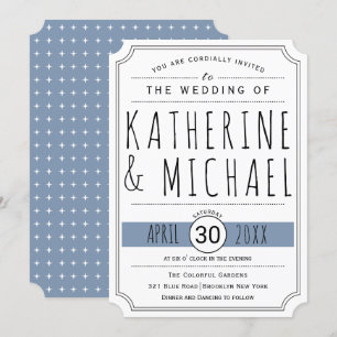 Typografie staubblaue invertierte Ecken Hochzeit Einladung