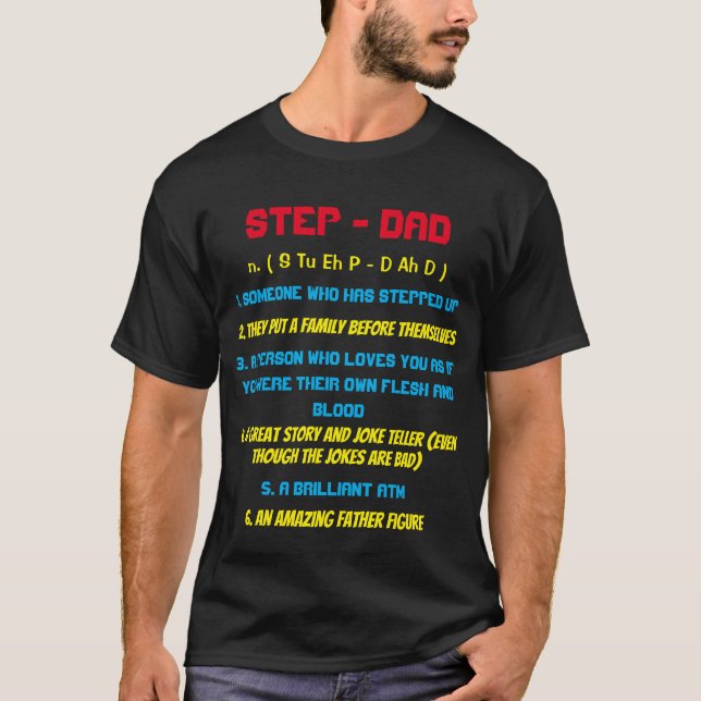Typografie Step Vater Zitat schwarz T-Shirt (Vorderseite)