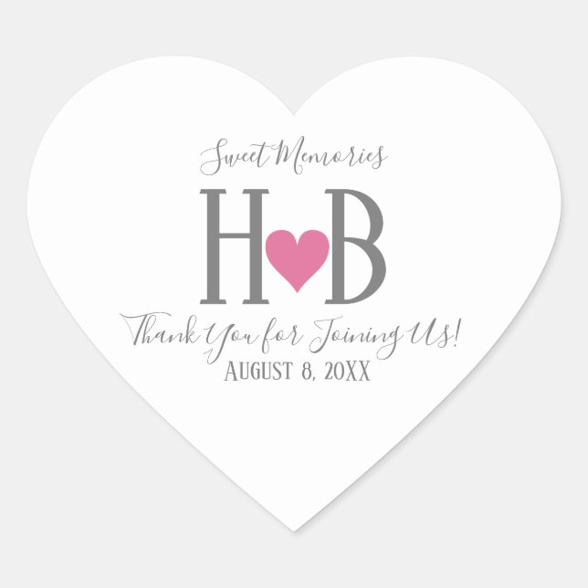 Typografie Sweet Erinnerungen Gastgeschenk Hochzei Herz-Aufkleber (Vorderseite)