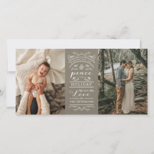 Typografie Tan Joy and Peace this Holiday Foto Feiertagskarte