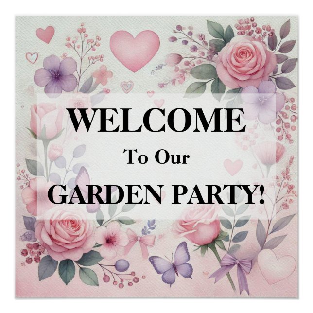 Typografie Text Blumenherzen romantische Aquarellf Poster (Vorderseite)