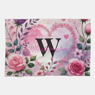 Typografie Text florale Herzen romantische Wasserf Geschirrtuch