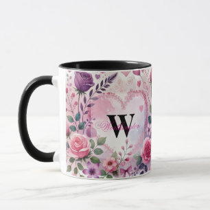 Typografie Text florale Herzen romantische Wasserf Tasse