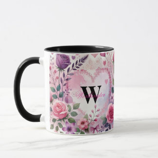 Typografie Text florale Herzen romantische Wasserf Tasse