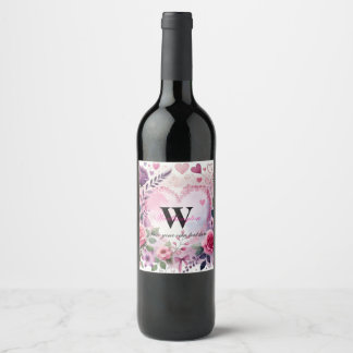 Typografie Text florale Herzen romantische Wasserf Weinetikett