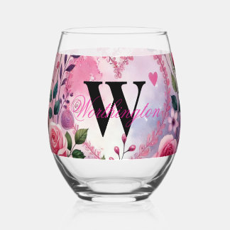 Typografie Text florale Herzen romantische Wasserf Weinglas Ohne Stiel