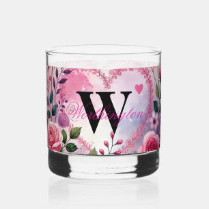 Typografie Text florale Herzen romantische Wasserf Whiskyglas
