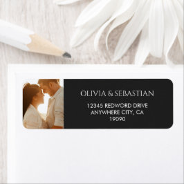 Typografie Text Foto Black Return Address Label