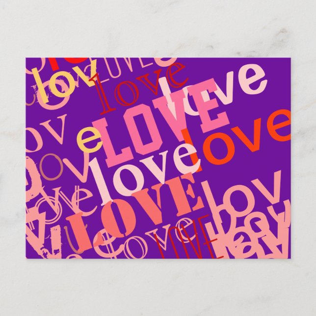 Typografie über Liebe Postkarte (Vorderseite)