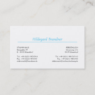 Typografie und blau visitenkarte