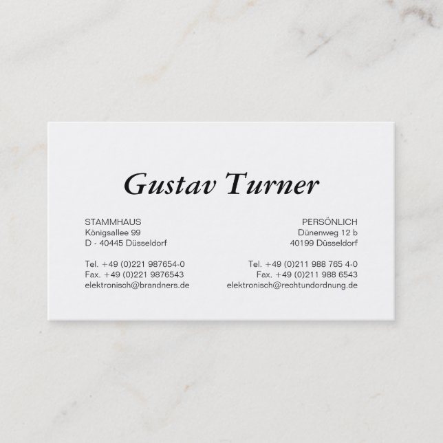 Typografie und Farbe Visitenkarte (Vorderseite)