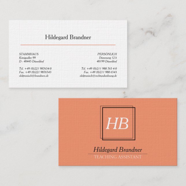 Typografie und Lachs Visitenkarte (Vorne/Hinten)