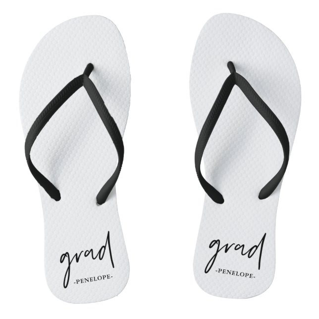 Typografie und Name Schwarz/Weiß Flip Flops (Fußbett)