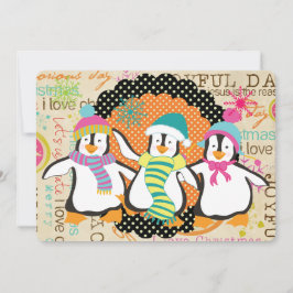 Typografie und Pinguine Weihnachtsfeiertage Feiertagskarte