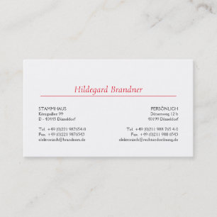 Typografie und rot visitenkarte