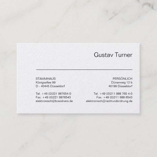 Typografie und Weiß Visitenkarte (Vorderseite)