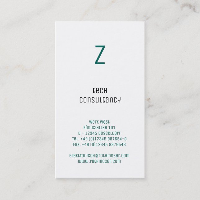 Typografie Visitenkarte (Vorderseite)