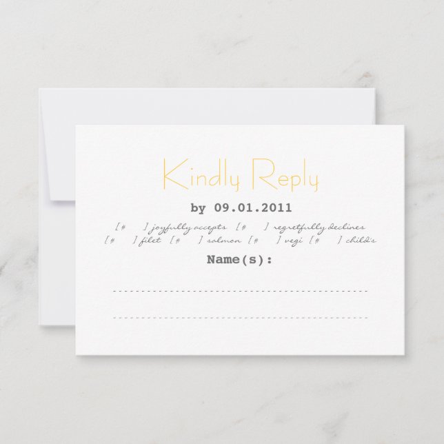 Typografie Wedding RSVP in Grau und Gelb (Vorderseite)