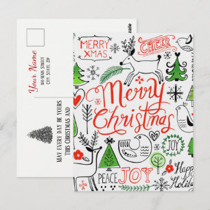 Typografie Weihnachtspostkarte Postkarte