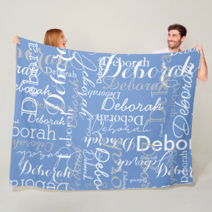 Typografie Weiße Namen Muster CornFlower Blau Fleecedecke