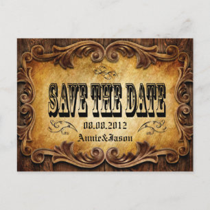 Typografie Western Land Hochzeit Save the Date Ankündigungspostkarte
