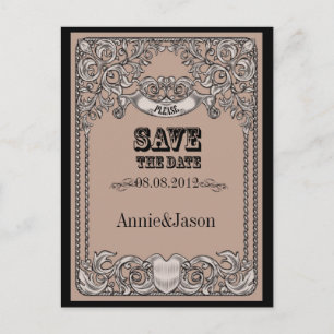 Typografie Western Land Hochzeit Save the Date Ankündigungspostkarte