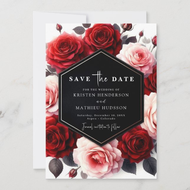 Typografie Whimsical Crimson Red Wedding Save The Date (Vorderseite)