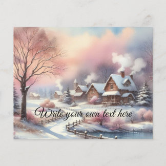 Typografie Winterlandschaft Cottage Wasserfarbe