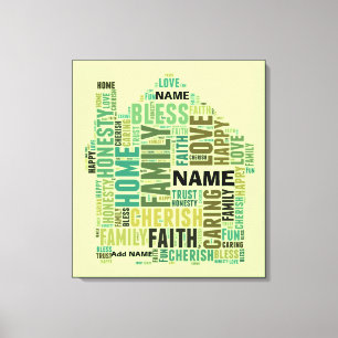 Typografie Word Cloud-Zuhause Hinzufügen von Namen Leinwanddruck
