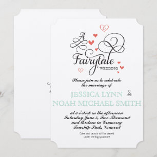 Typografie Zitat Mint und Korallen Märchenhochzeit Einladung