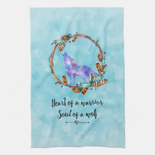 Typografie Zitat mit Watercolor Wolf Boho Style Handtuch
