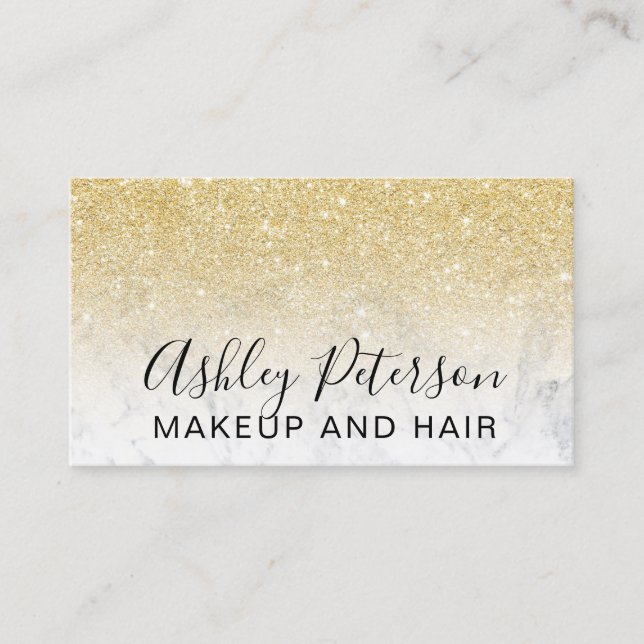 Typografiemarmor Chic-GoldGlitter des Makes-up Visitenkarte (Vorderseite)