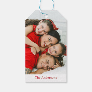 Typografisch frohe Weihnachten Ein Foto Geschenkma Geschenkanhänger