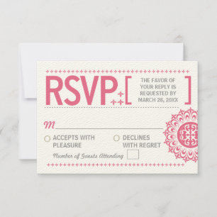 Typografisch-ornamental-rosa-Hochzeitserklärung RSVP Karte