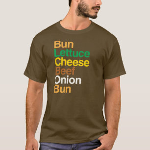 Typografische Anatomie des Cheeseburger-T-Shirts T-Shirt