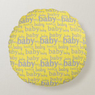 TYPografische Baby-Wort-Kunst nahtloses Muster Rundes Kissen