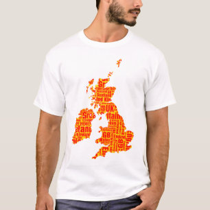 Typografische Britische Inseln - Bernstein und Rot T-Shirt