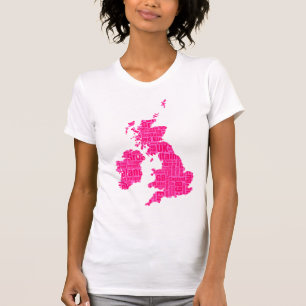 Typografische Britische Inseln - Pink-Schatten T-Shirt