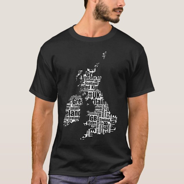 Typografische britische Inseln T-Shirt (Vorderseite)