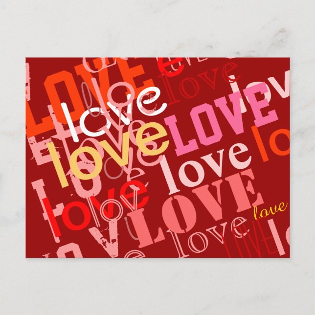 typografische Gestaltung der Liebe Postkarte (Vorderseite)