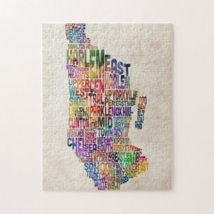 Typografische Karte Manhattans New York Puzzle