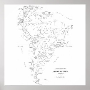 Typografische Karte von Südamerika Poster