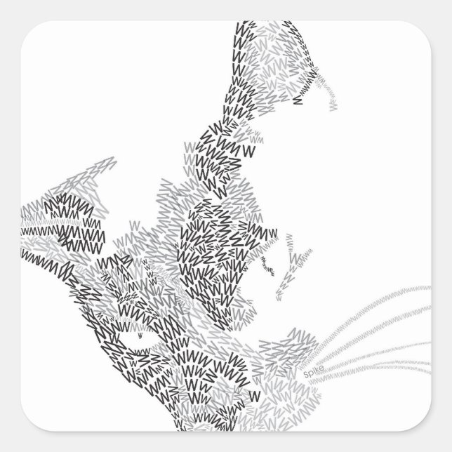 Typografische Kitty Quadratischer Aufkleber (Vorderseite)
