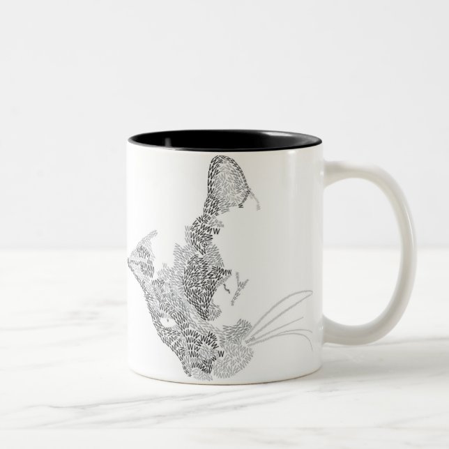 Typografische Kitty Zweifarbige Tasse (Rechts)