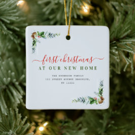 typografische Rote Weihnachten neue Zuhause Keramikornament